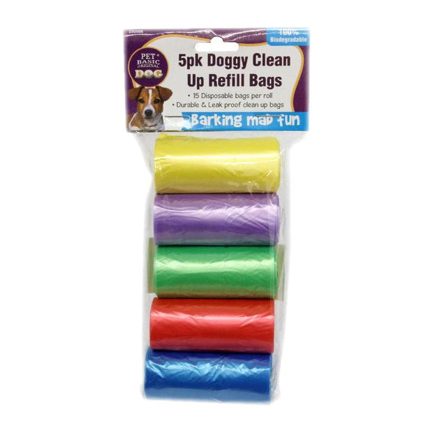 120 Doggy Clean Up Bags 100% Biodegradable + Bag Holder Pet Basic