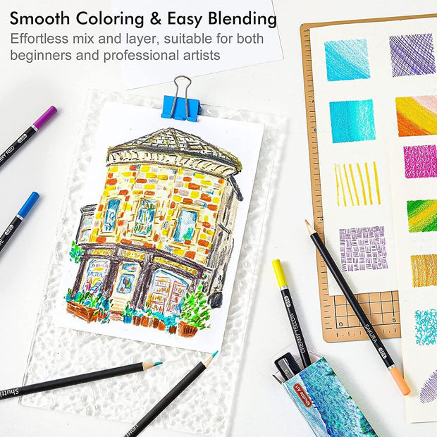 174 Colours Professional Colouring Pencils, Shuttle Art Soft Core Coloured Penci