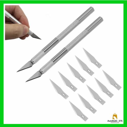 2Pack Precision Carving Craft Knife Stainless Steel Metal Knives With Safety Cap