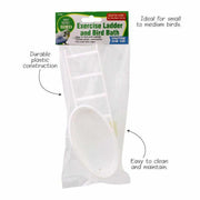 2Pc Parrot Bird CleanBath Bird Bath Shower Exercise Ladder Hanging Cage Wash NEWKeep your feathered friend happy and healthy with this 2 Piece Parrot Bird CleanBath Set. Ideal for small to medium birds, the durable plastic construction makes it easy