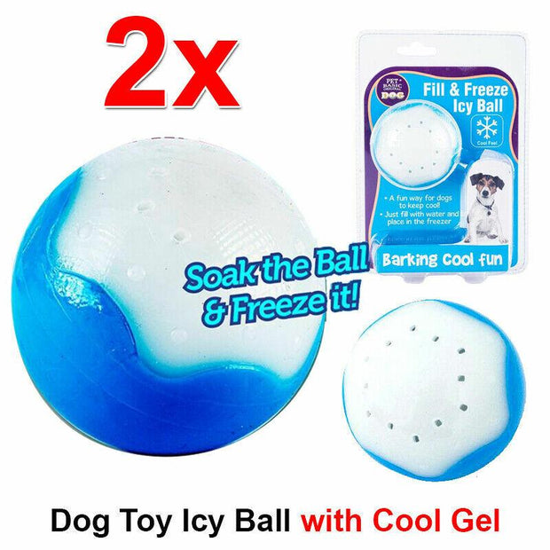 2Pcs Dog Fill And Freeze Icy Ball Durable Non -Toxic Safe Summer Fun 6cm AU NEW