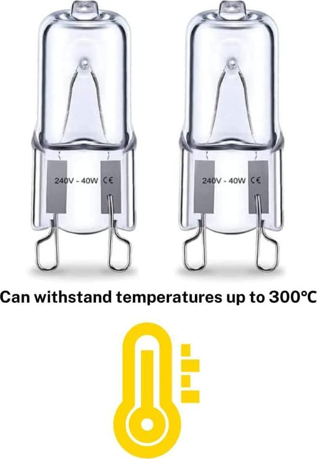 2 Pack Of Premium Quality 300C Heat Tolerant Halogen G9 Oven Bulbs 25W 230V Lamp For WestingHouse/LG/Smeg/Whirlpool/Samsung/Bosch Ovens, Microwaves And Cooker Bulb Light Bulbs (25, Watts)