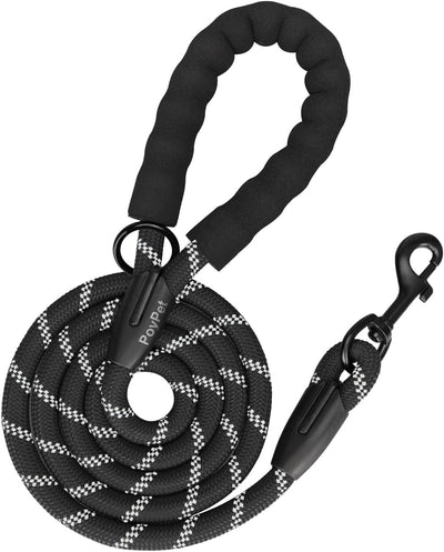 PoyPet Reflective Heavy-Duty Dog Leash - Comfortable Padded Handle, 360° No Tangles, Perfect for Small, Medium, and Large Dogs