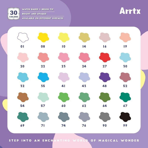 Arrtx Acrylic Paint Brush Pens For Rock Painting, 30 Colors Premium Graffiti Sup