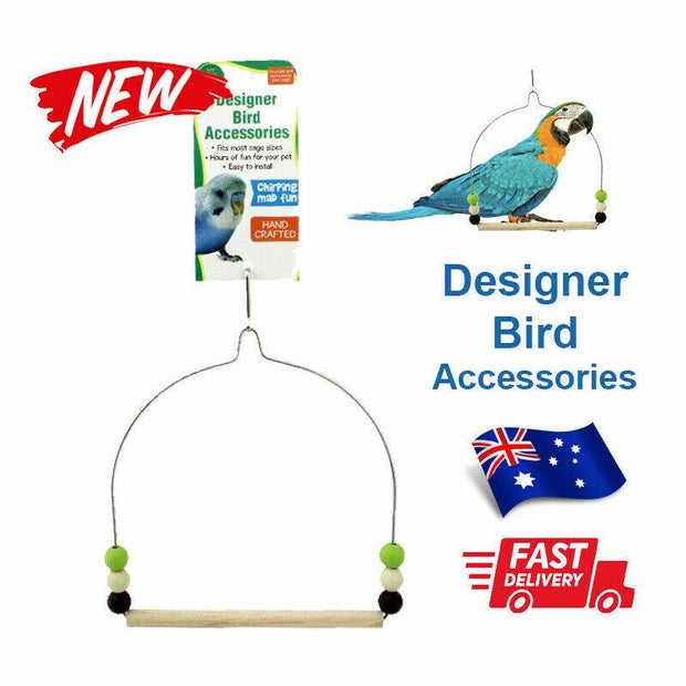 Interactive Bird Cage Wooden Swing Toy Hand Crafted - Easy Install 1Pc