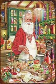 COOKING SANTA CLAUS Vintage Rustic Look Home Wall Décor Bar Wall Tin Metal Signs