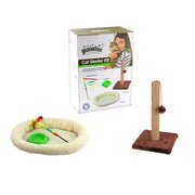 **Cat Kit Kitten Bed, Bowl, Scratching Post Rainbow Teaser Toy Set**Get your furry friend the ultimate starter kit with this 4 in 1 Pawise Premuim Quality Cat Starter Kit. This set includes a rainbow teaser toy for hours of fun, a comfortable cat bed