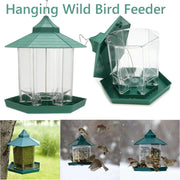 Garden Hanging Wild Bird Feeder Gazebo Shape Container - Green