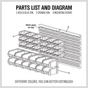 HORUSDY 30Pc Tool Storage Bins Garage Parts Organizer Wall Mounted Plastic Board