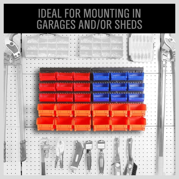 HORUSDY 30Pc Tool Storage Bins Garage Parts Organizer Wall Mounted Plastic Board
