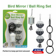 ** Exciting 3Pcs Bird Toy Set with Mirror, Bell, and Balls - Keep Your Pet Bird Entertained!****