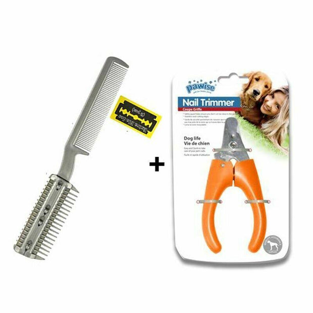 ****Ultimate Pet Grooming Combo Set - Rechargeable Pet Hair Trimmer + Pawise Pet Nail Clipper**