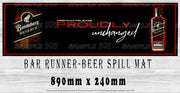 PROUDLY UNCHANGED Aussie Beer Spill Mat (890mm x 240mm) BAR RUNNER Man Cave Pub Rubber