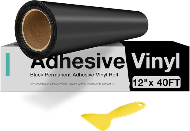 Permanent Vinyl, Adhesive Vinyl For Cricut 12 X 40 FT Roll BLACK Or WHITE NEW