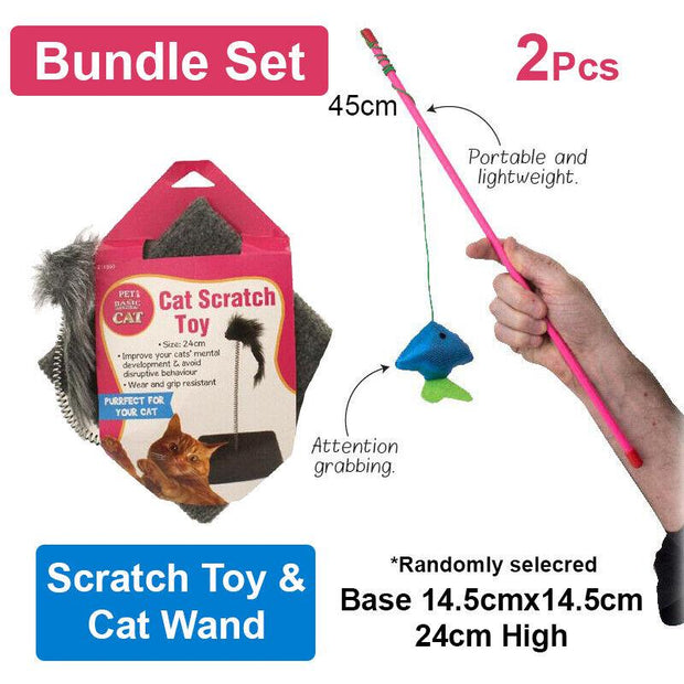 Ultimate Cat Entertainment Bundle - Cat Scratch Toy & Teaser Wand Set!