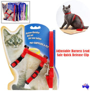 Adjustable Nylon Cat Harness Lead Leash Set - Safe and Comfortable for Outdoor Adventures