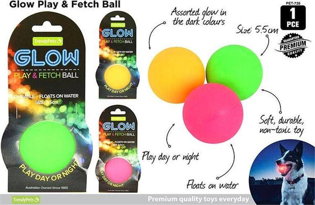 Glow In Dark Ball Toy for Pets - Durable and Safe Rubber Teething Toy for Dogs