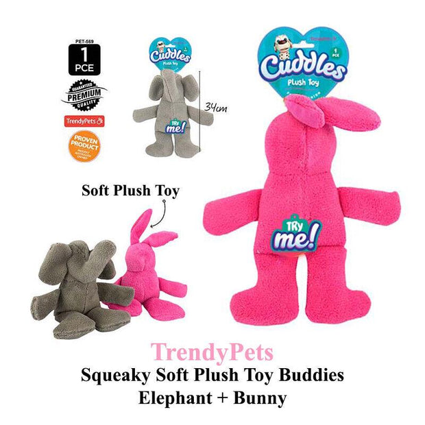 Pet Squeaky Soft Plush Toy Bunny Fun And Buddies Elephant And Activity TrendyPets