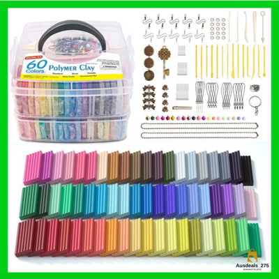 Polymer Clay, 60 Colors Shuttle Art 1.3 Oz/Block Oven Bake Modeling Clay Kit Wit