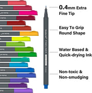 Shuttle Art Fineliner Pens, 100 Colors 0.4mm Fineliner Color Pen Set Fine Line D