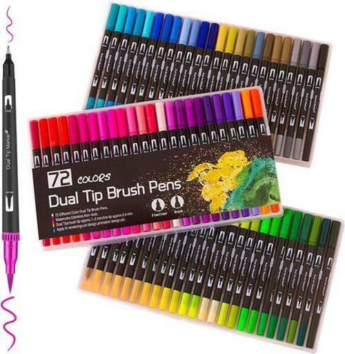 Simpleoa Dual Tip Brush Markers For Adult Coloring Dual Tip Brush Pens Watercolo