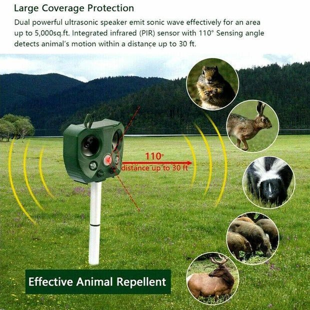 Solar Ultrasonic Animal And Pets Repeller Motion Sensor Rat Possum Repellent - Hot Sale!