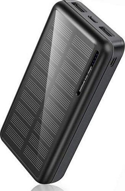 ZHAM 30000mAh Solar Power Bank, Portable Charger Solar Charger Power Bank With 2