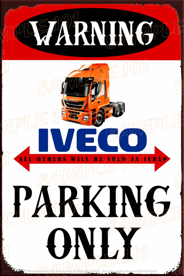 IVECO PARKING Rustic Look Home Vehicle Truck Wall Décor Reproduction Bar Wall Tin Metal Signs