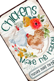 MAKE ME HAPPY Vintage Retro Home Wall Chicken Poster Décor Bar Wall Tin Metal Signs