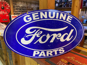 FORD GENUINE PARTS REPRO OVAL METAL TIN SIGN PERFECT BAR MAN CAVE HOT ROD