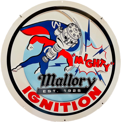 LARGE Mallory Ignition 1925 Metal Bar Sign Round Single Sided 560mm Easter Gifts