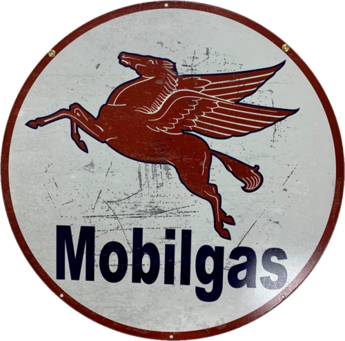 Mobilgas Mobil Gas Metal Bar Sign Round Single Sided 560mm