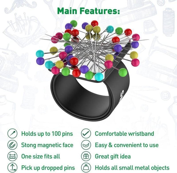 "Ultimate Magnetic Wrist Pin Cushion for Sewing and Quilting"