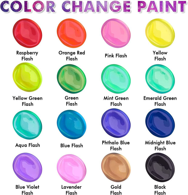 "Shuttle Art Chameleon Colour Changing Acrylic Paint Set - 16 Stunning Iridescent Shades!"