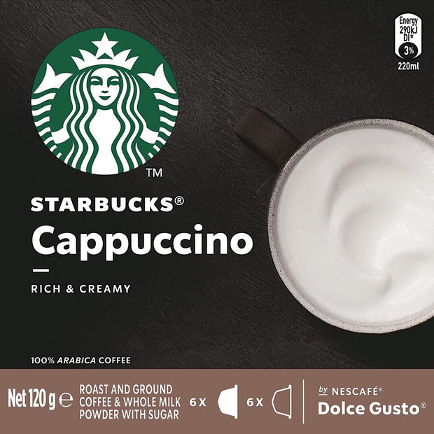"Indulge in Double Delight: Starbucks Cappuccino NESCAFE Dolce Gusto Coffee Pods - 12 Capsules"