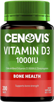 "Boost Your Health with 2 Packs of Cenovis Vitamin D3 1000IU - 200 Tablets for Stronger Bones and Better Calcium Absorption! (NEW AU)"