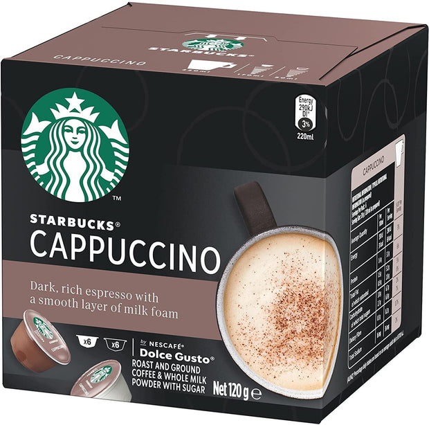 "Indulge in Double Delight: Starbucks Cappuccino NESCAFE Dolce Gusto Coffee Pods - 12 Capsules"