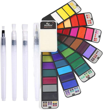 "MEEDEN 42-Color Artist Watercolour Paint Set: Portable and Perfect for Painting on the Go!"