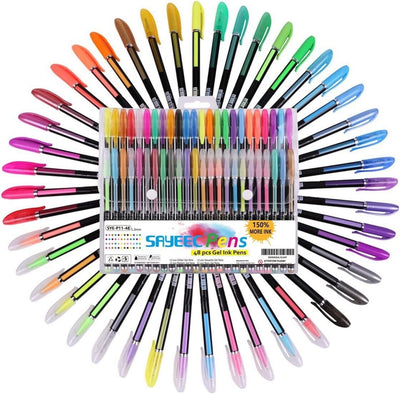 "48-Piece Glitter and Metallic Gel Pen Set by SAYEEC - Perfect for Art and Marking"