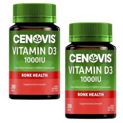 "Boost Your Health with 2 Packs of Cenovis Vitamin D3 1000IU - 200 Tablets for Stronger Bones and Better Calcium Absorption! (NEW AU)"