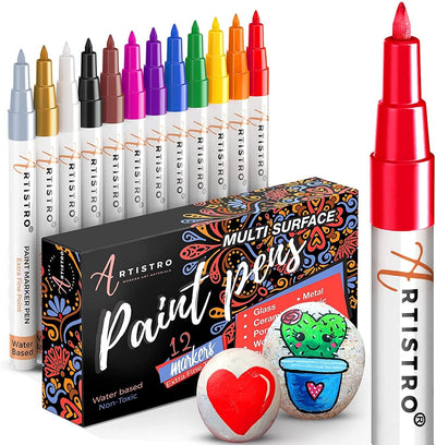 "Vibrant Acrylic Paint Markers - Perfect for Rock, Ceramic, Glass, and Wood!"