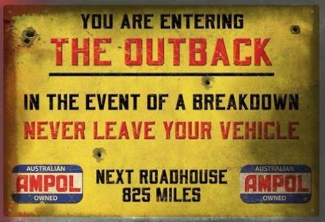 YOU ARE ENTERING THE OUTBACK Retro/ Vintage Tin Metal Sign Man Cave, Wall Home Decor, Shed-Garage, and Bar