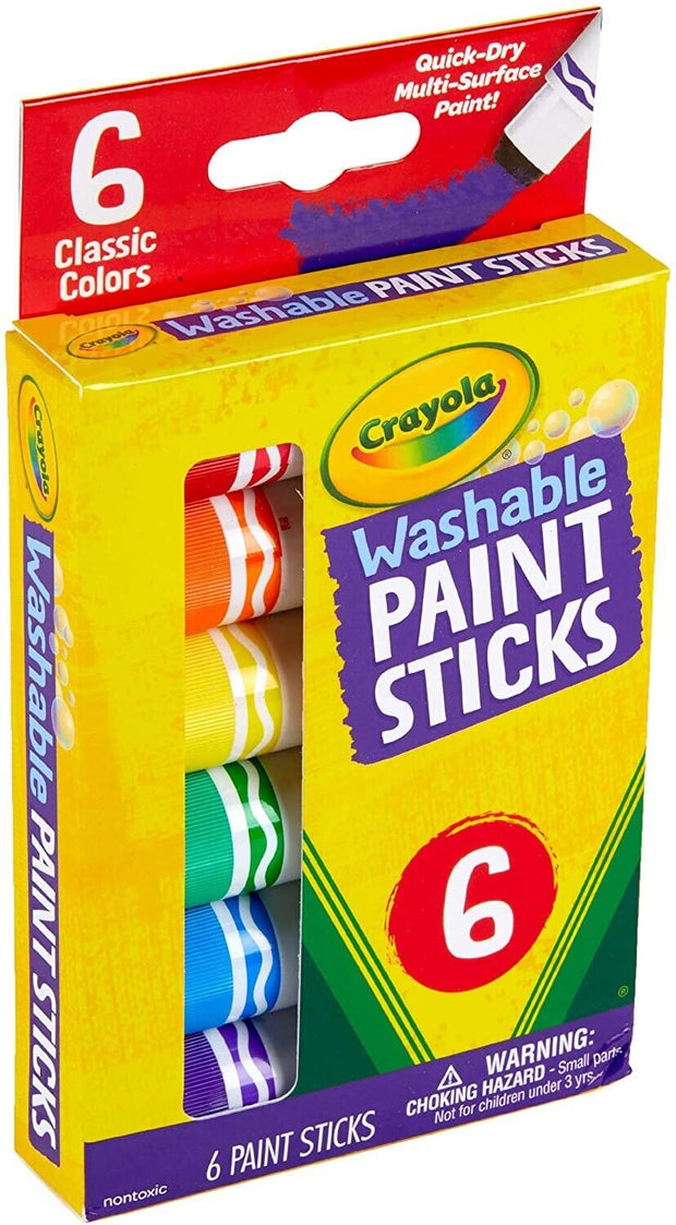 "Vibrant and Mess-Free: Crayola 6Ct Washable Paint Sticks - 6 Colors for Quick and Easy Painting"