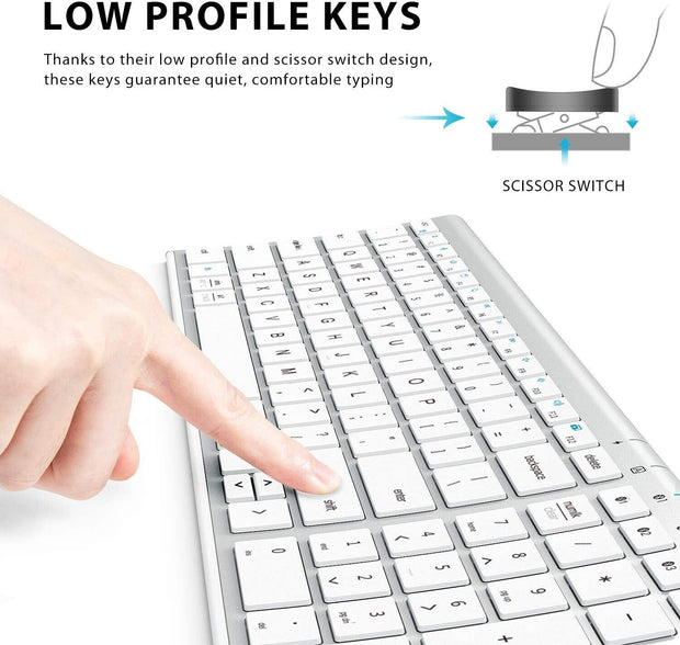 "Ultra-Sleek Iclever BK10 Bluetooth Keyboard: Connect Multiple Devices, Rechargeable with Bluetooth 5.0"