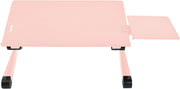 WorkEZ Best Adjustable Laptop Cooling Stand & Lap Desk for Bed Couch w/Mouse Pad. Ergonomic Height Angle tilt Aluminum Desktop Tray Portable MacBook Computer Riser Table Cooler Folding Holder Pink