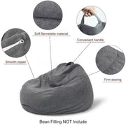 Extra Large Bean Bag Chairs Couch Sofa Cover Indoor Lazy Lounger (Grey, XL)