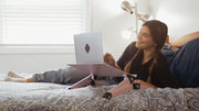 WorkEZ Best Adjustable Laptop Cooling Stand & Lap Desk for Bed Couch w/Mouse Pad. Ergonomic Height Angle tilt Aluminum Desktop Tray Portable MacBook Computer Riser Table Cooler Folding Holder Pink