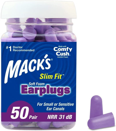 "Sleep Soundly with Mack's Slim Fit Soft Foam Earplugs - 50 Pairs of Small Ear Plugs for Peaceful Nights"