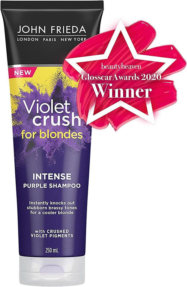 "Introducing 2X John Frieda Violet Crush Intense Purple Shampoo - Say Goodbye to Brassy Blonde Hair!"