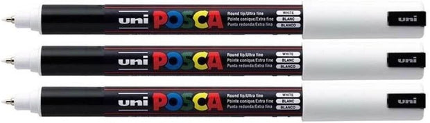 "Uni Posca PC-1MR Ultra Fine White Paint Marker Pen - 0.7mm Tip"